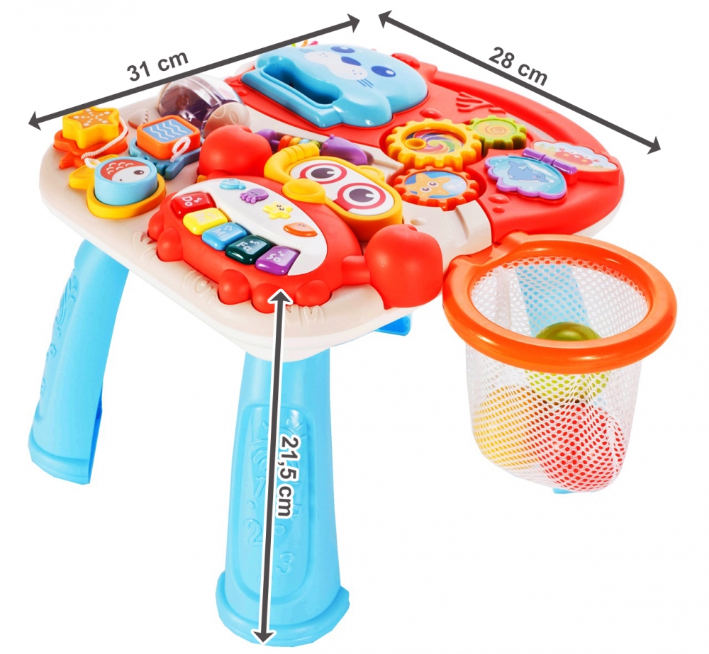 Chodzik Pchacz Stolik Edukacyjny Panel Koszyk 5W1 - Czerwony