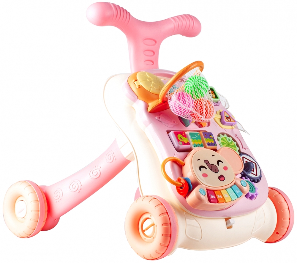 Chodzik Pchacz Stolik Edukcyjny Panel Pianinko 5w1 Różowy