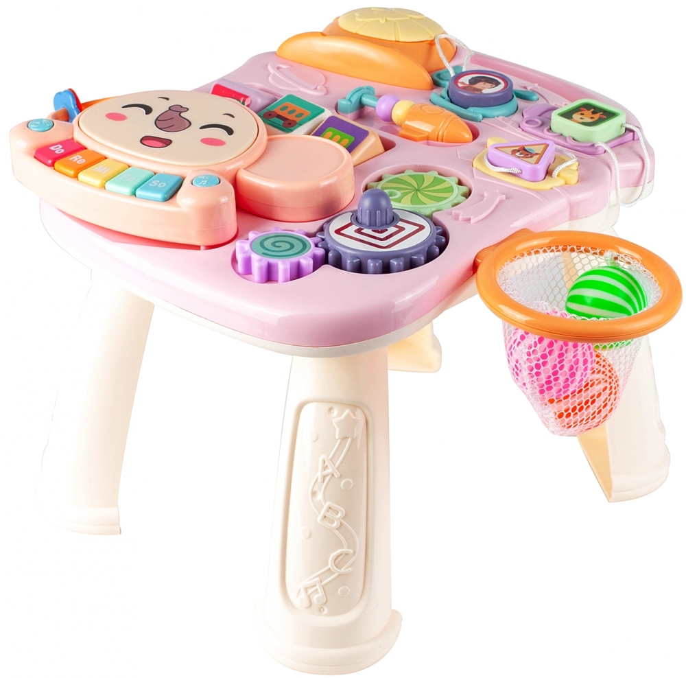 Chodzik Pchacz Stolik Edukcyjny Panel Pianinko 5w1 Różowy
