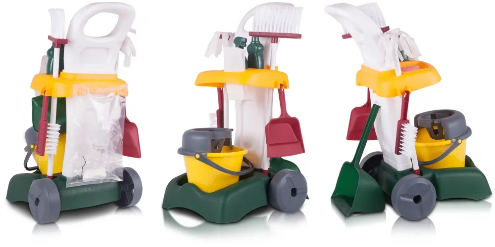 Zestaw Do Sprzątania Dla Dzieci Z Mopem Zmiotką i Akcesoriami na Wózku