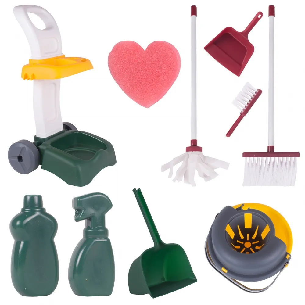 Zestaw Do Sprzątania Dla Dzieci Z Mopem Zmiotką i Akcesoriami na Wózku