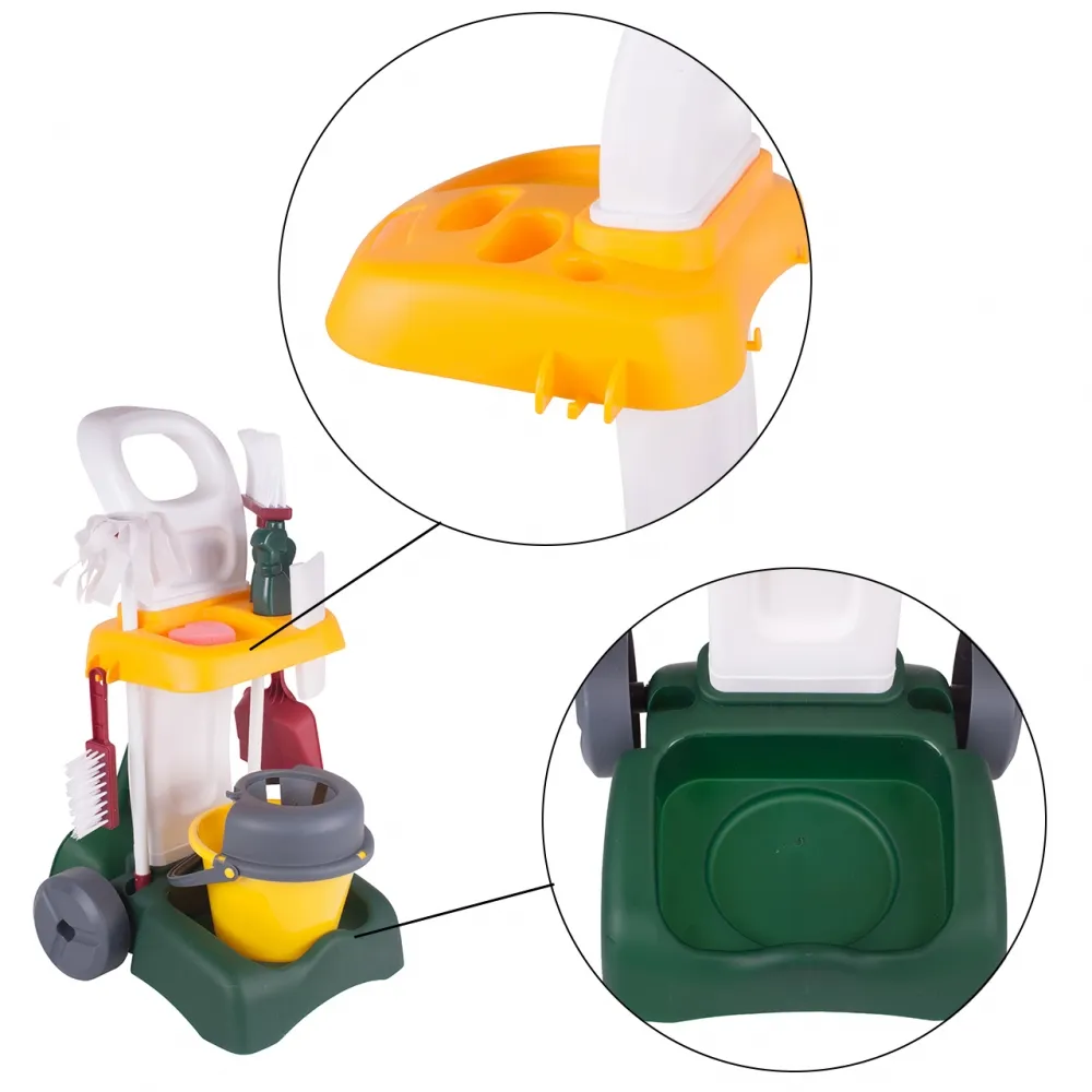 Zestaw Do Sprzątania Dla Dzieci Z Mopem Zmiotką i Akcesoriami na Wózku