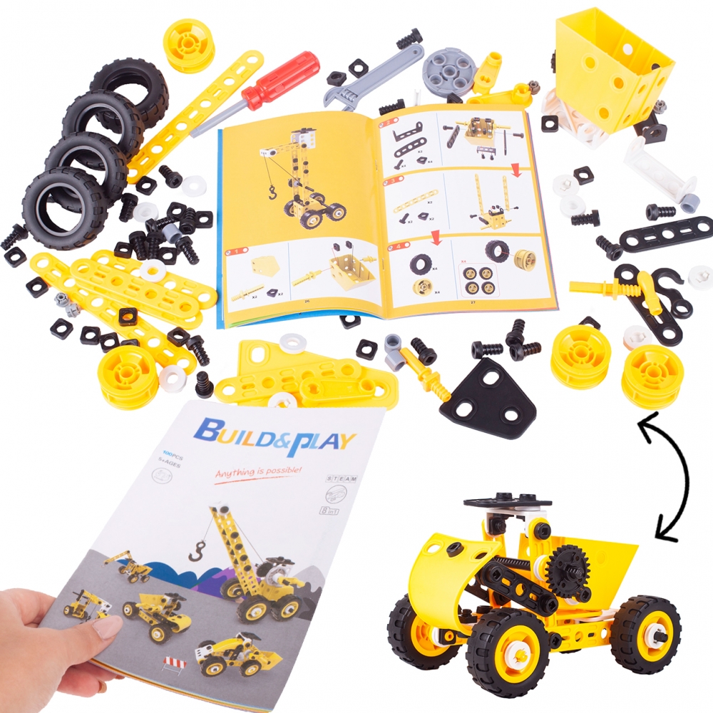 Klocki KONSTRUKCYJNE Pojazdy Mega Konstruktor 8w1 100 elementów