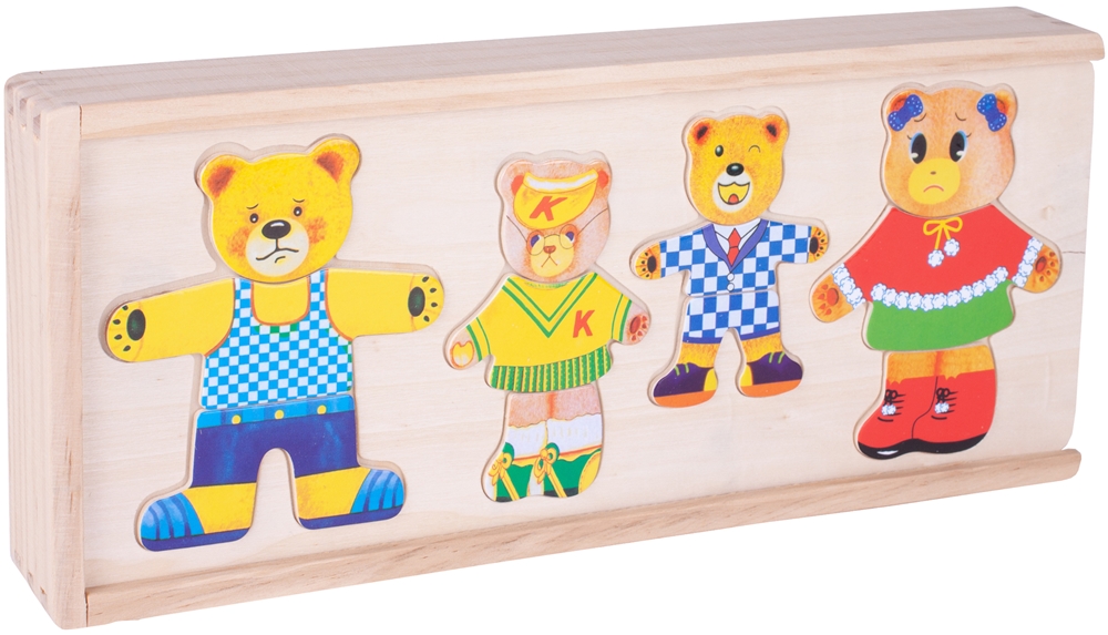 Ubieranie Misia Klocki Drewniane Układanka