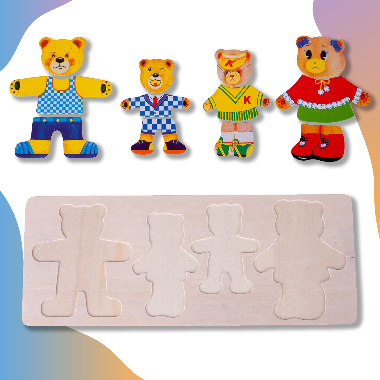 Ubieranie Misia Klocki Drewniane Układanka