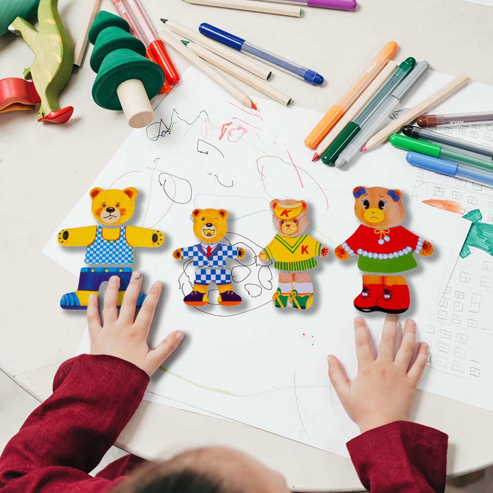 Ubieranie Misia Klocki Drewniane Układanka