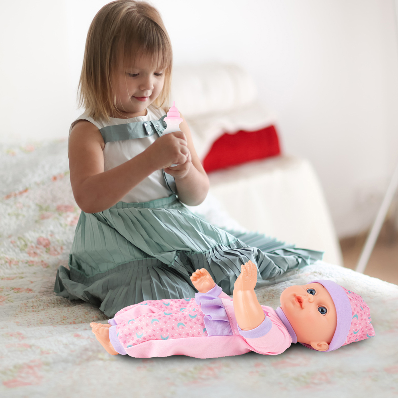 Lalka Bobas 31cm Interaktywna Pije Siusia Gaworzy