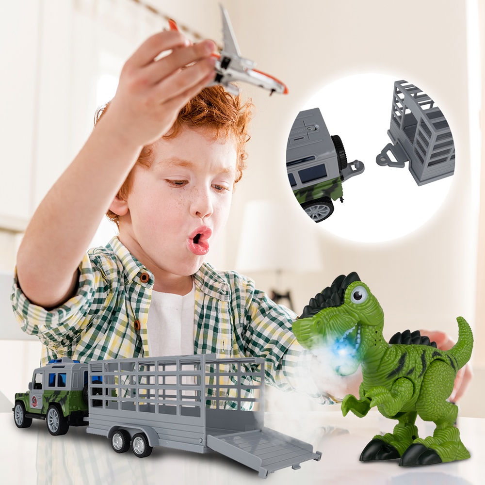 Auto z Napędem JEEP z Przyczepką i Dinozaurem