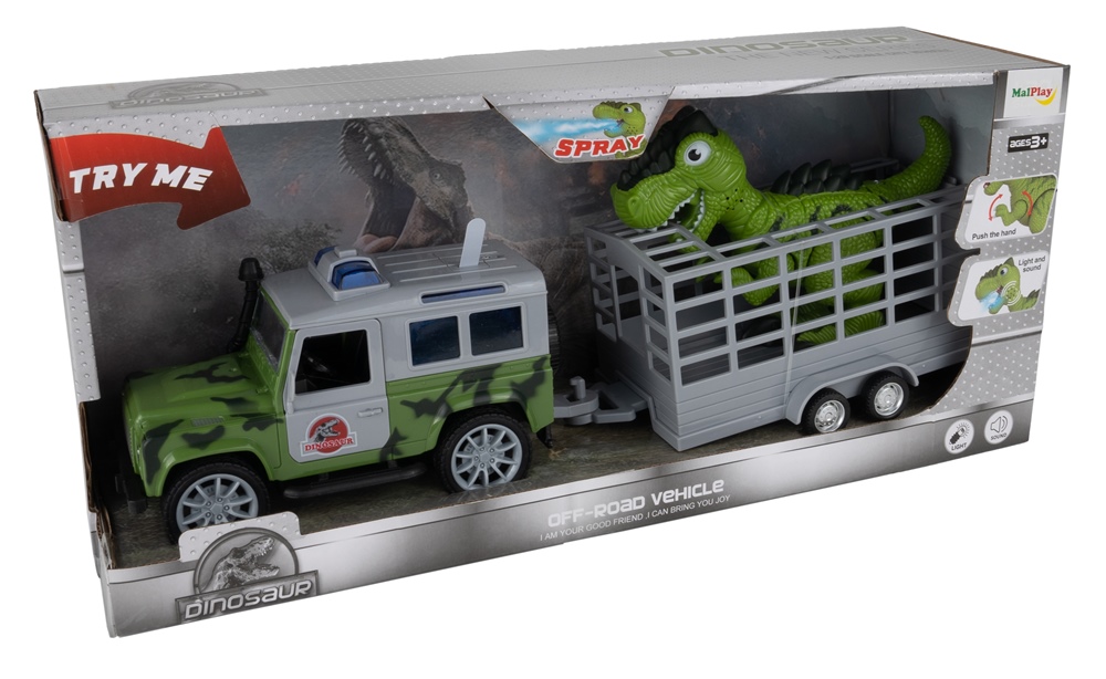 Auto z Napędem JEEP z Przyczepką i Dinozaurem