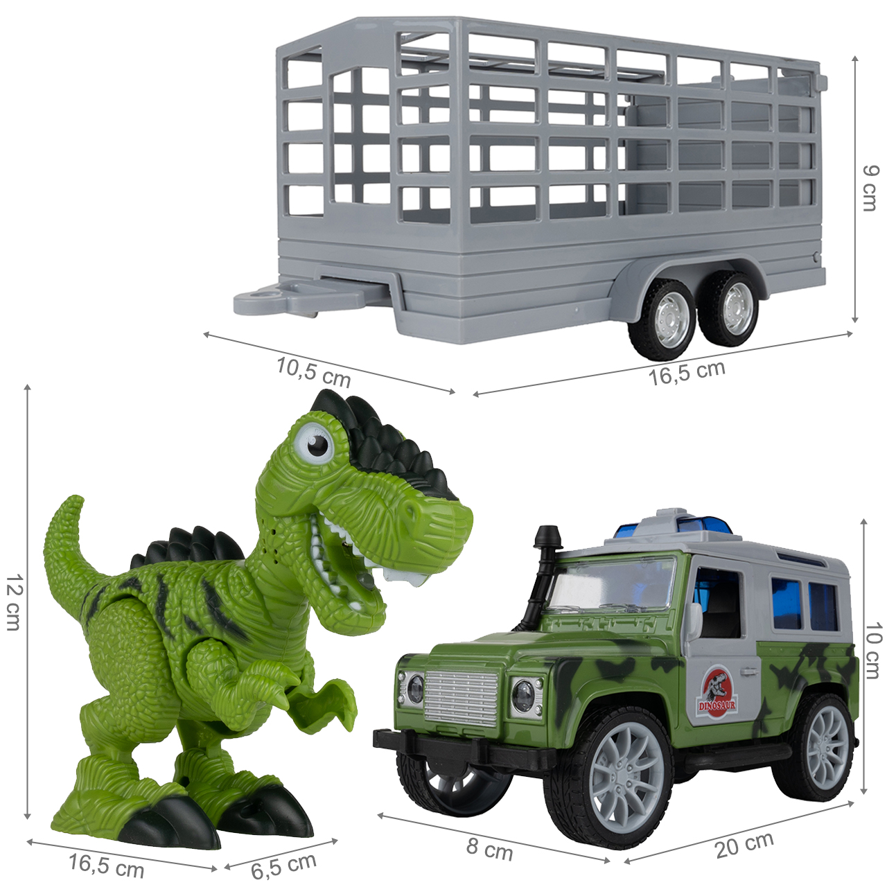 Auto z Napędem JEEP z Przyczepką i Dinozaurem