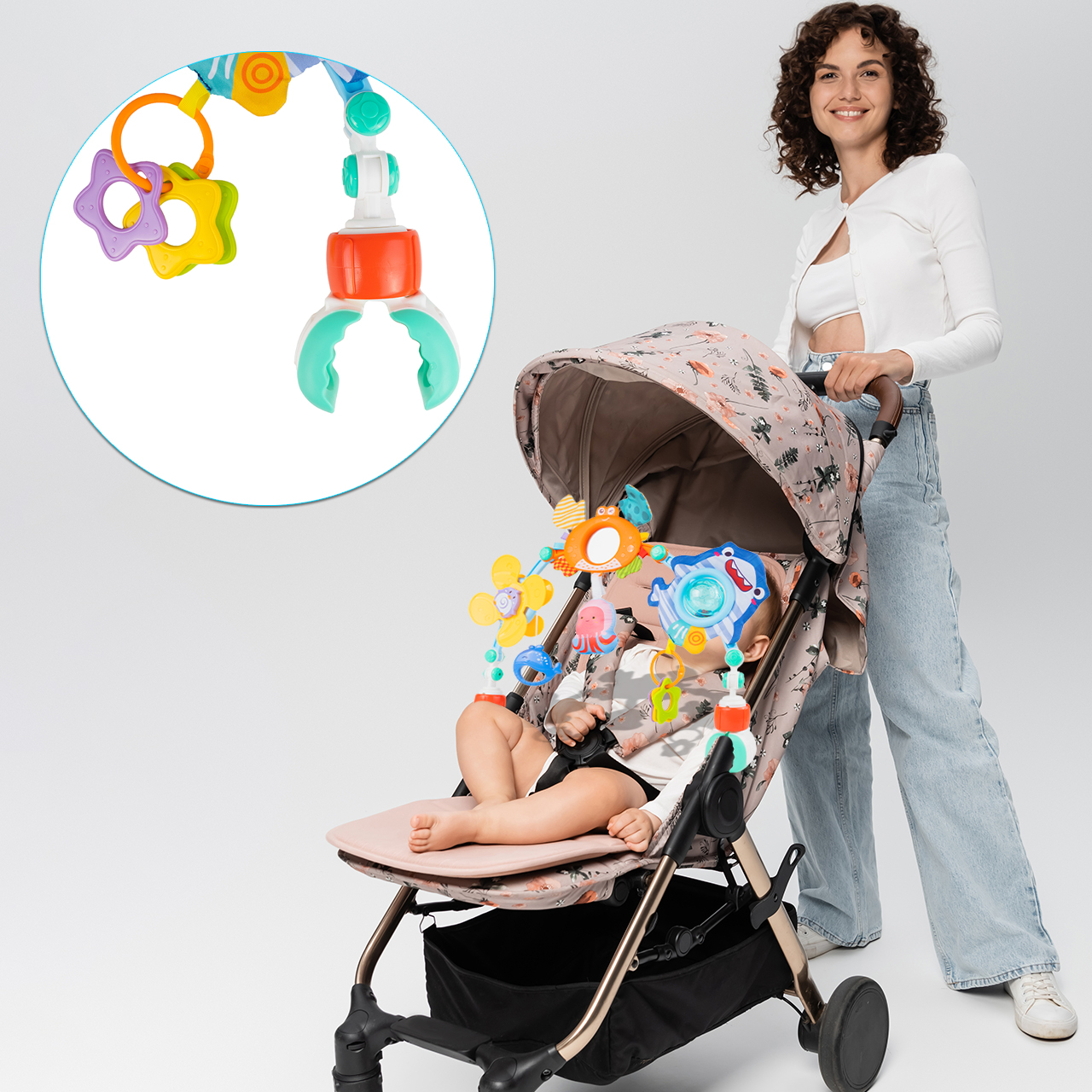 Pałąk Łuk z Zabawkami do Łóżeczka Wózka Zwierzątka