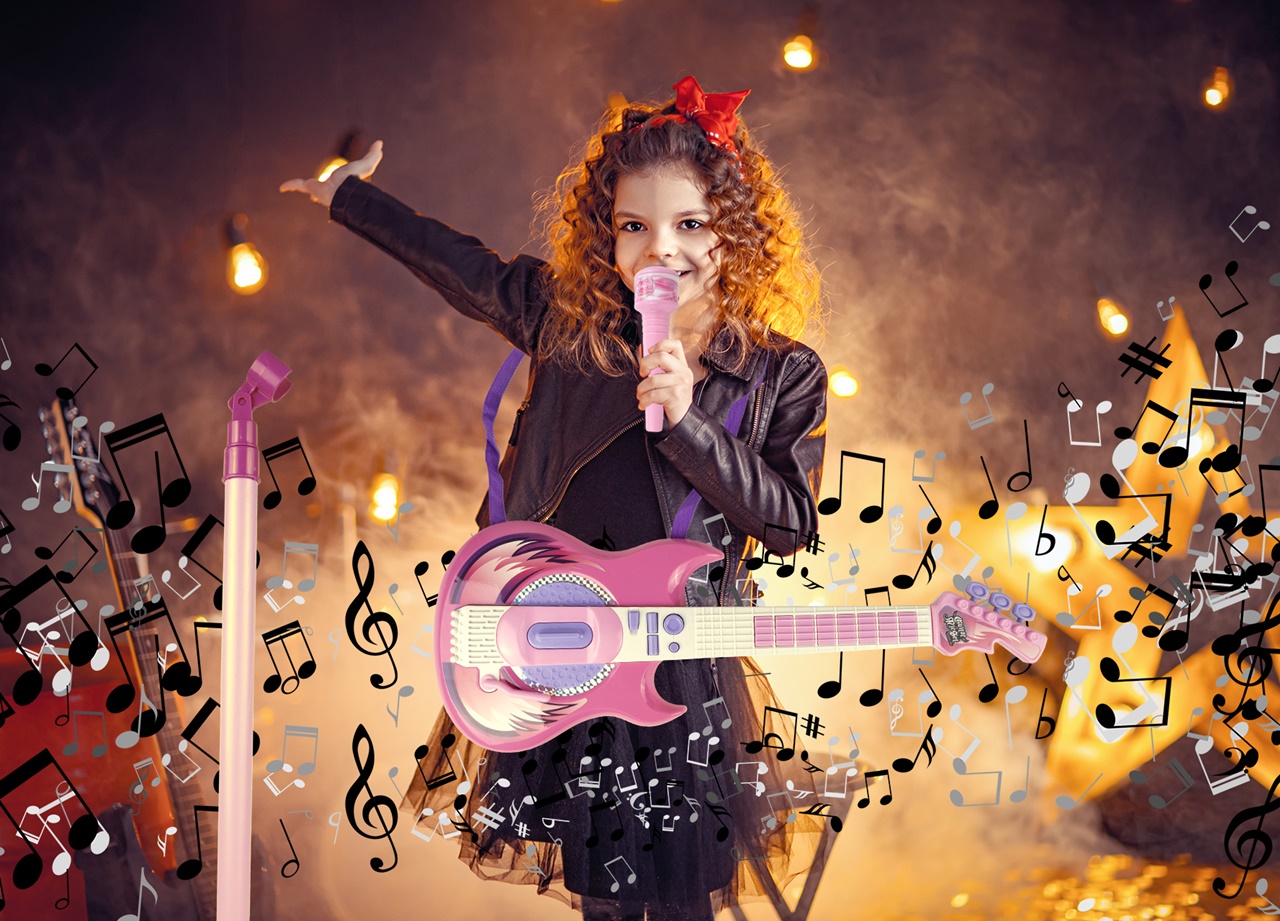 Gitara Elektryczna Rockowa + Mikrofon na Statywie