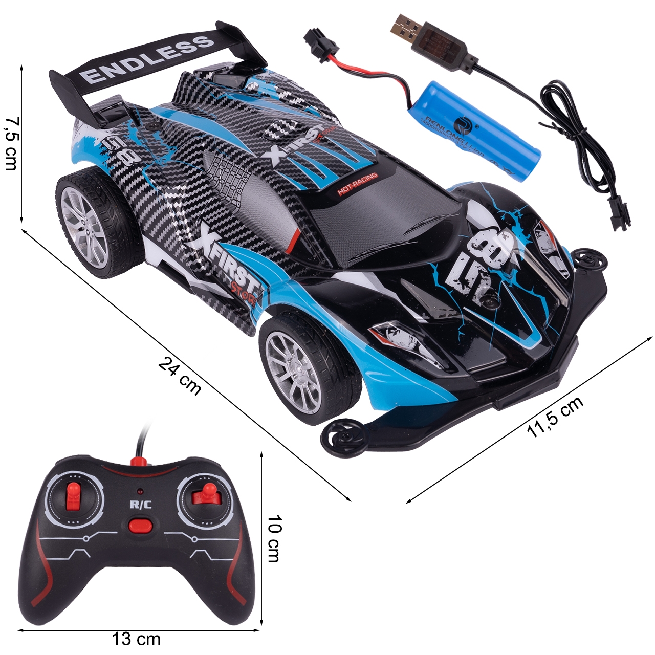 Samochód Wyścigowy RC Kaskader Auto 1:16 Ładowarka