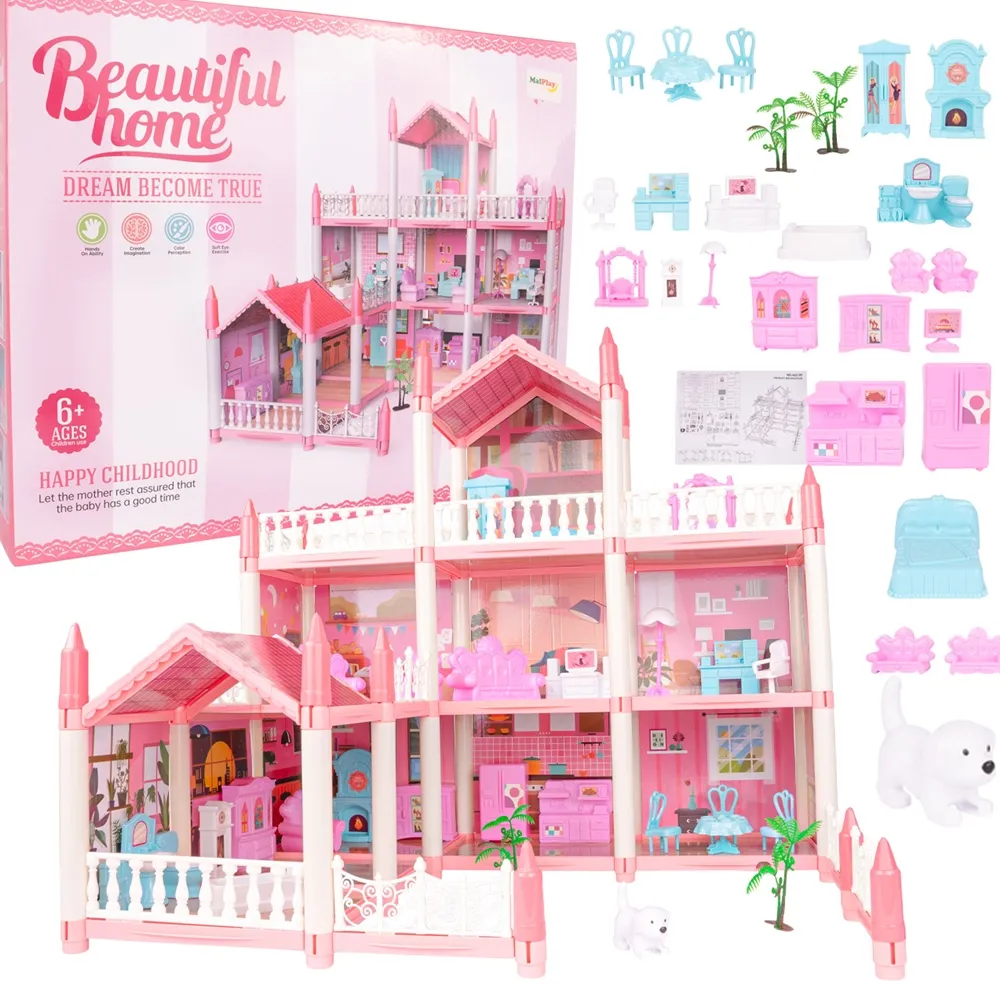 Duży Domek dla Lalek Villa Rezydencja Meble Taras