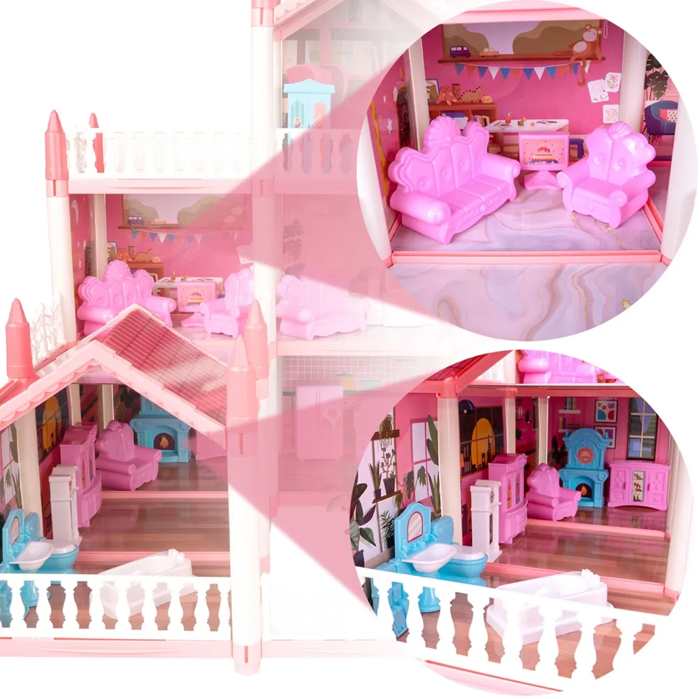 Duży Domek dla Lalek Villa Rezydencja Meble Taras