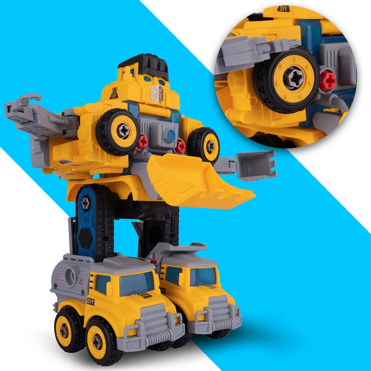 Robot Transformujący W Autka Budowlane 5 Sztuk
