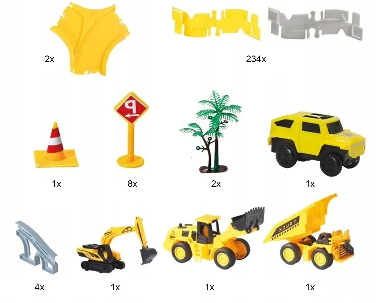 Kolejka Tor Samochodowy Auta Budowlane 255 elementów