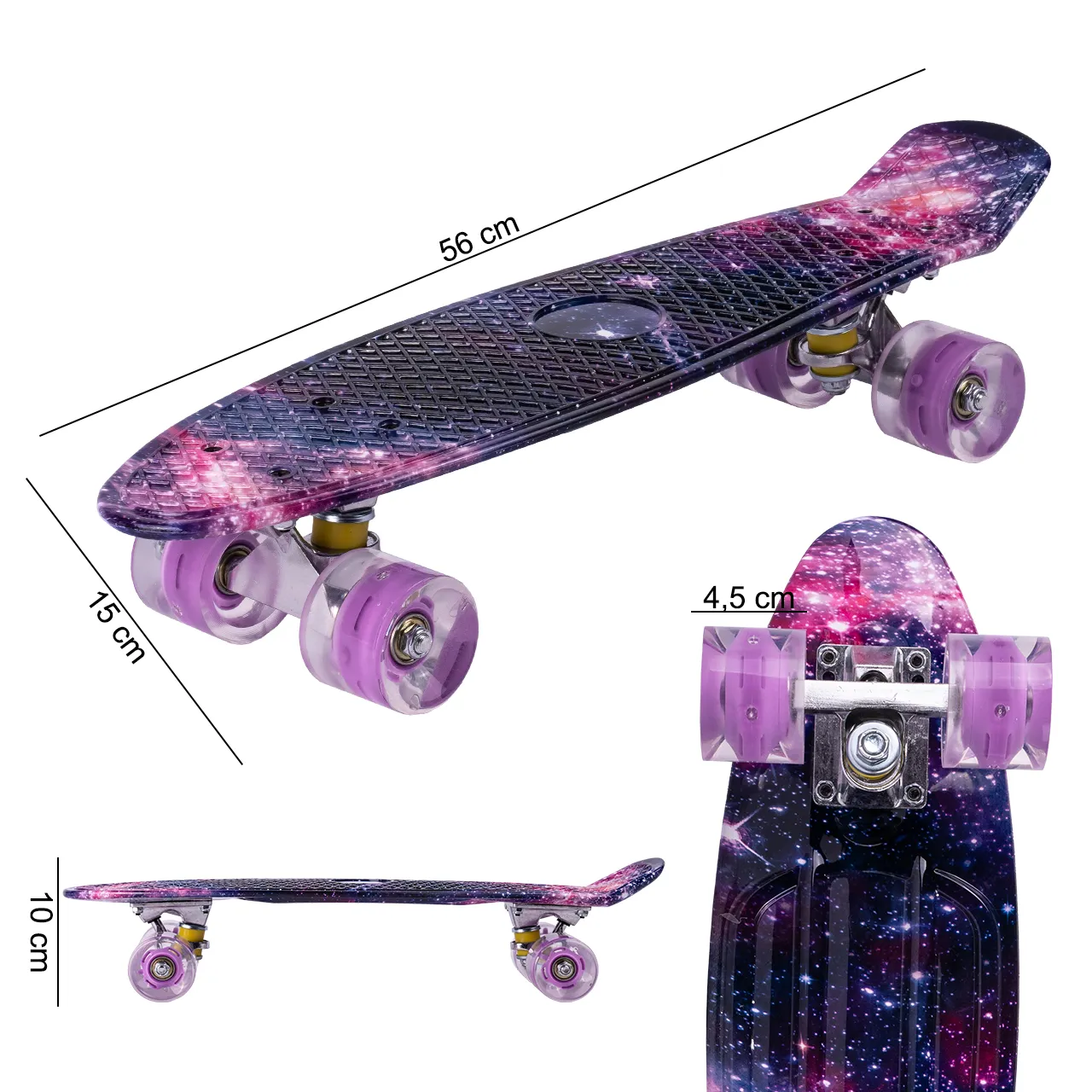 Deskorolka Fiszka Świecące Kółka LED RGB Space