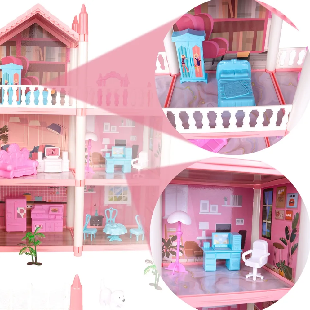 Duży Domek dla Lalek Villa Rezydencja Meble Taras