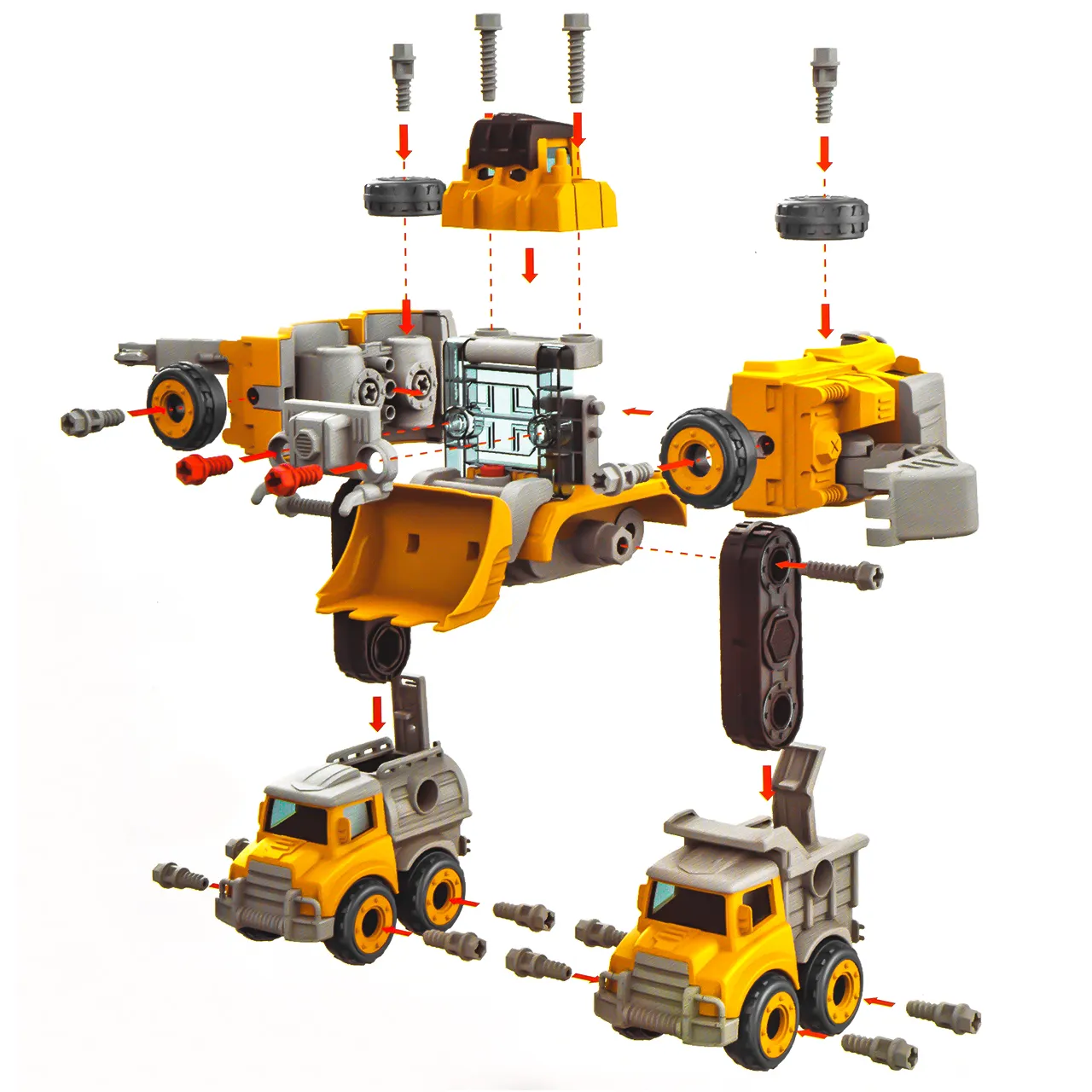 Robot Transformujący W Autka Budowlane 5 Sztuk