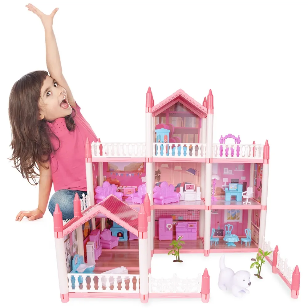 Duży Domek dla Lalek Villa Rezydencja Meble Taras