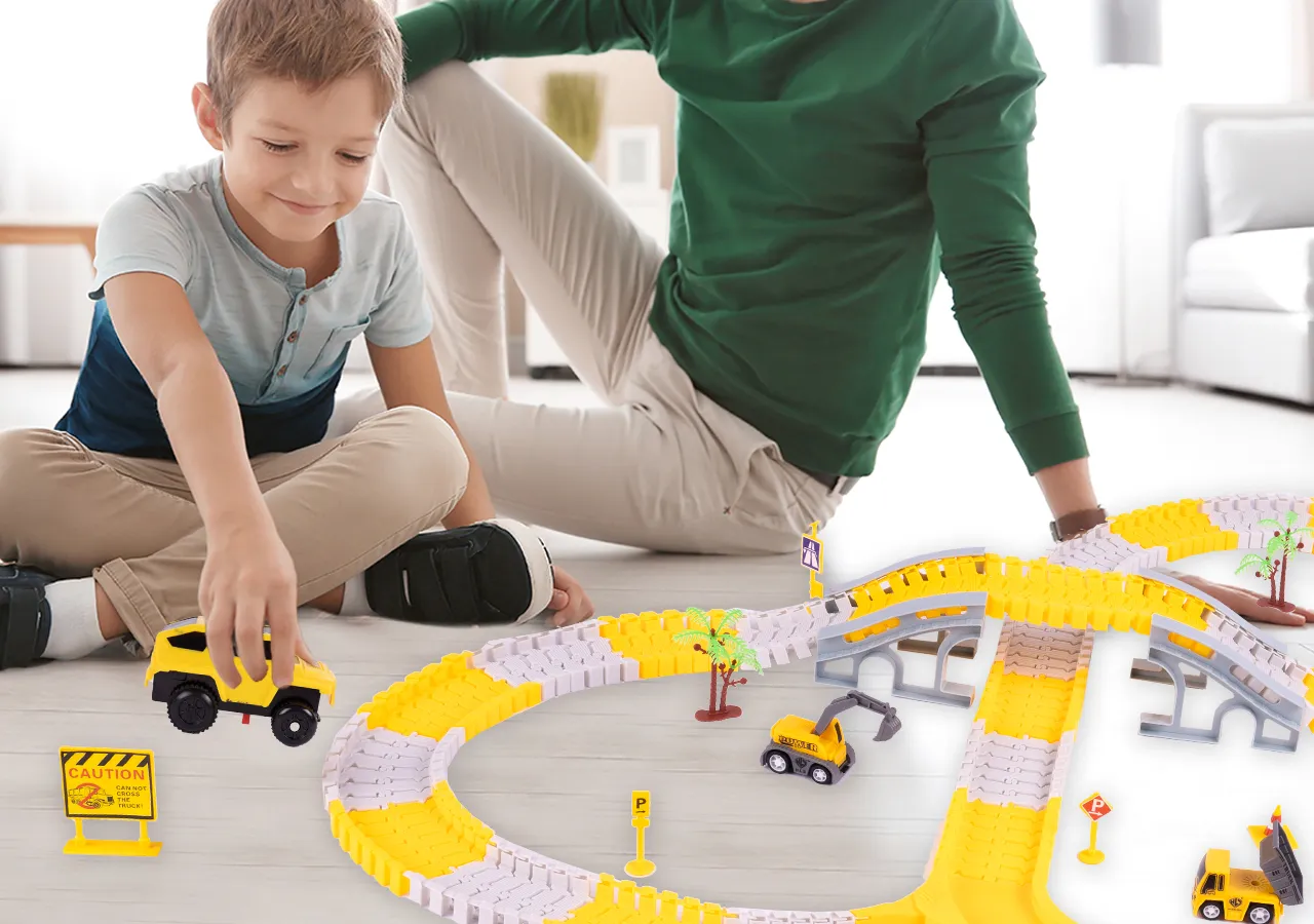 Kolejka Tor Samochodowy Auta Budowlane 255 elementów