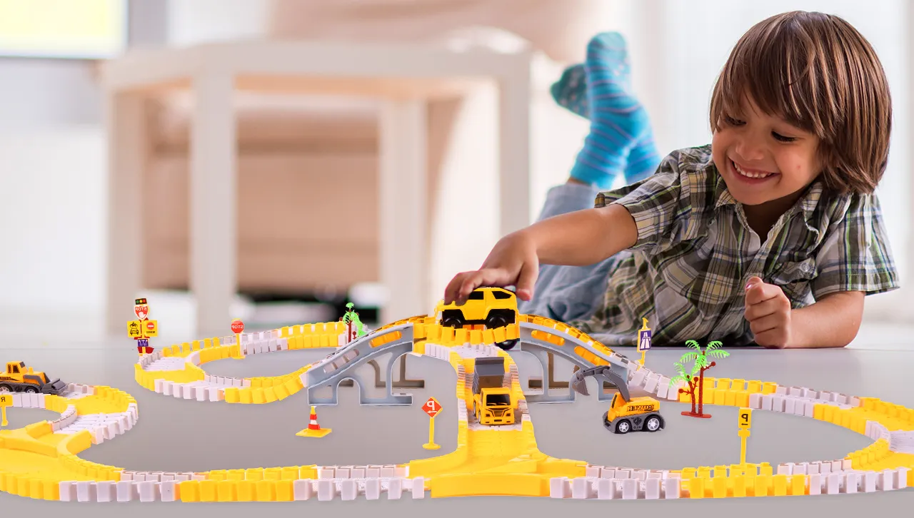 Kolejka Tor Samochodowy Auta Budowlane 255 elementów