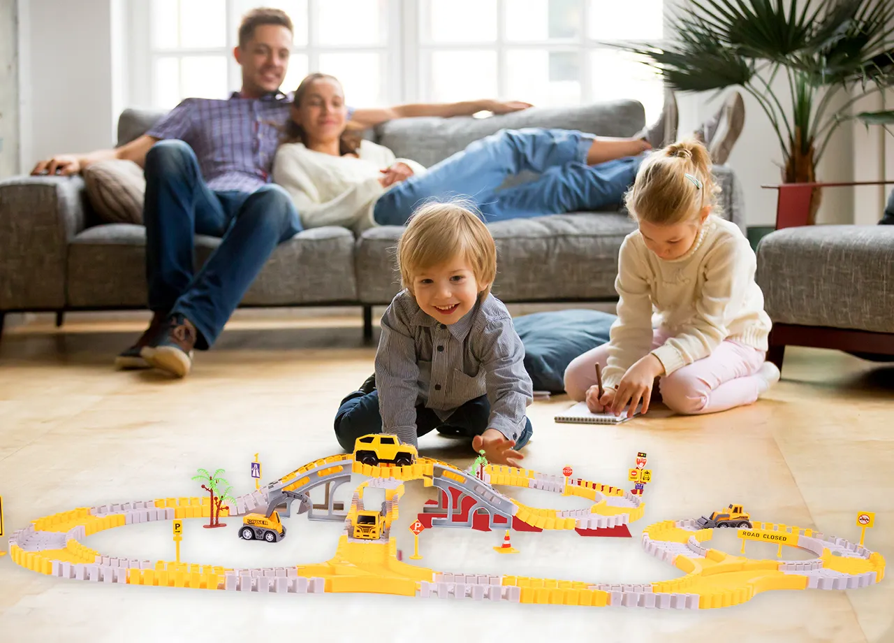 Kolejka Tor Samochodowy Auta Budowlane 255 elementów