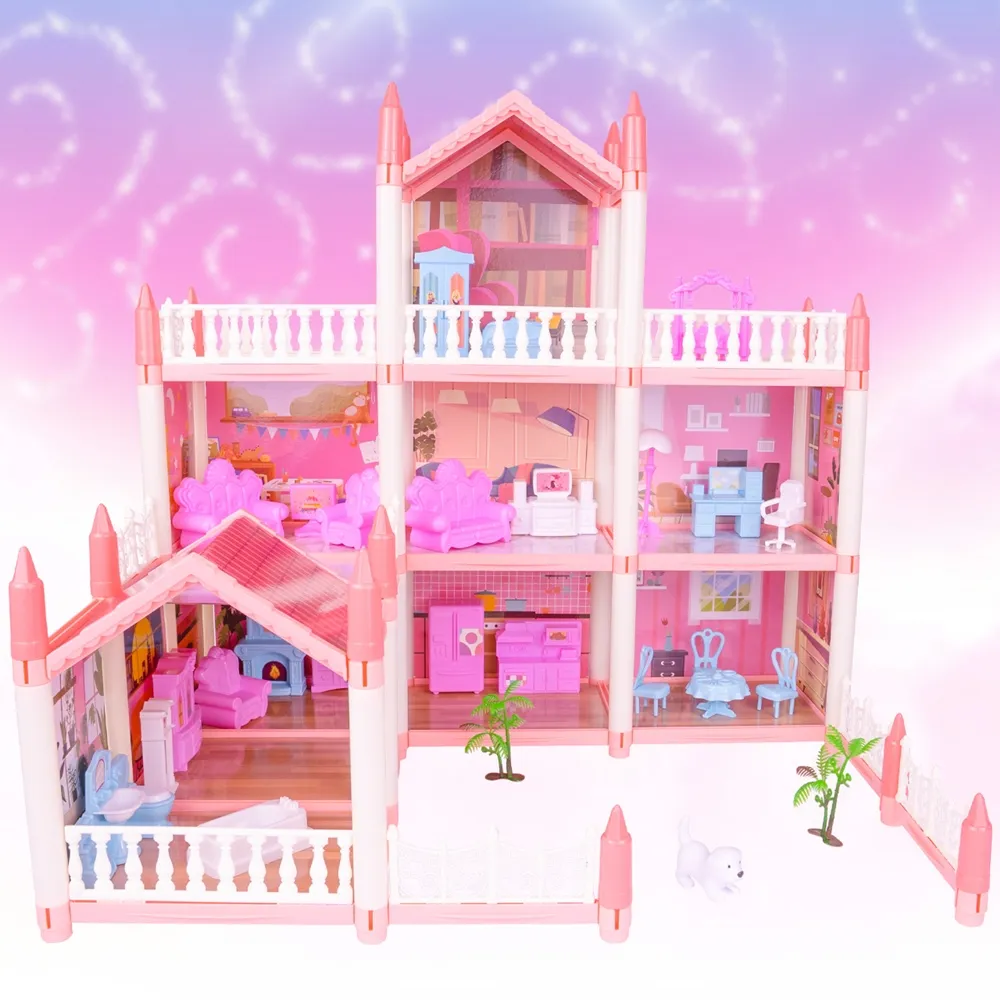 Duży Domek dla Lalek Villa Rezydencja Meble Taras