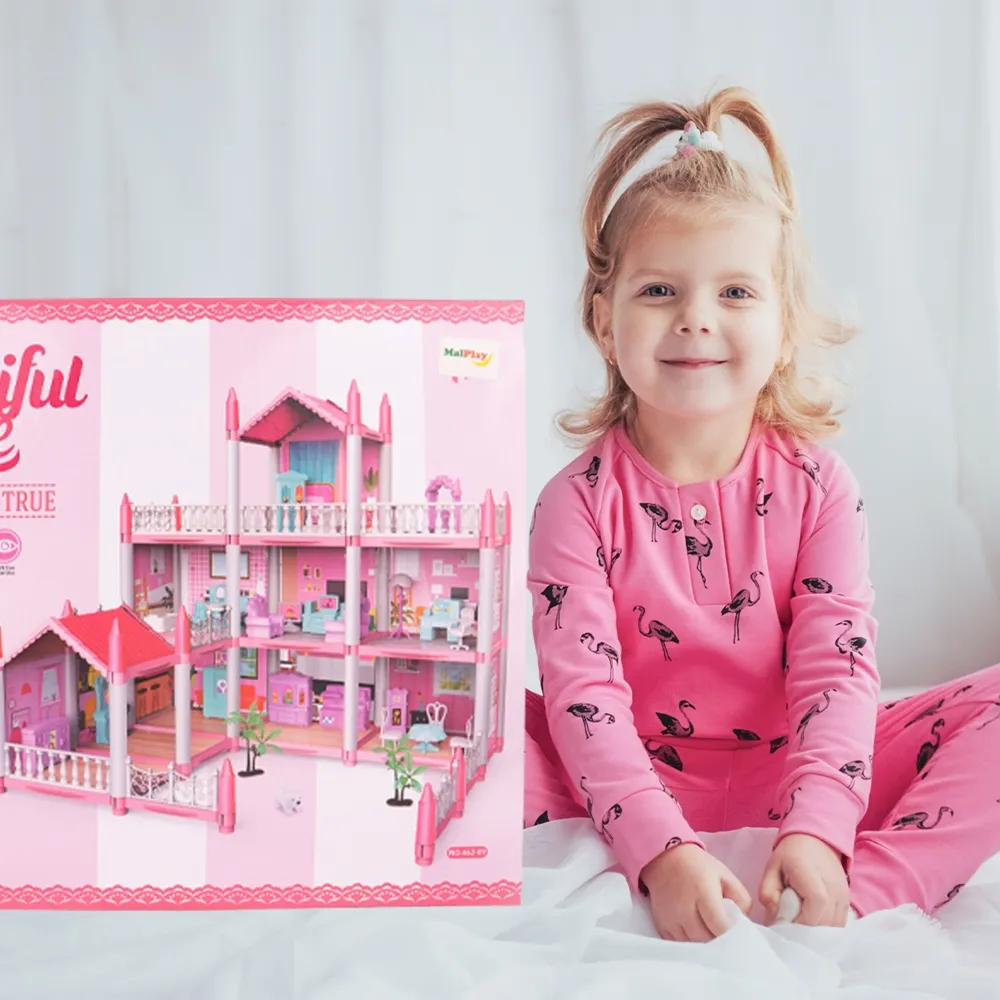 Duży Domek dla Lalek Villa Rezydencja Meble Taras