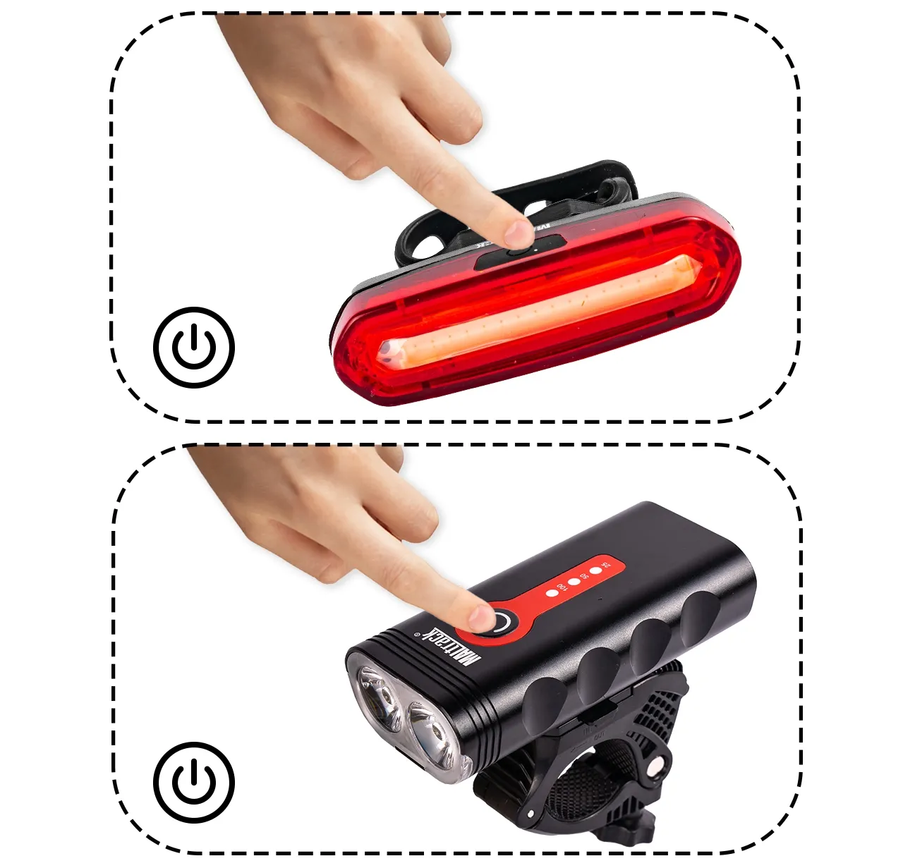 Lampka Rowerowa Przód + Tył LED 360 Wodoodporna