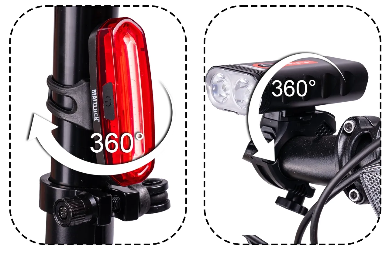 Lampka Rowerowa Przód + Tył LED 360 Wodoodporna