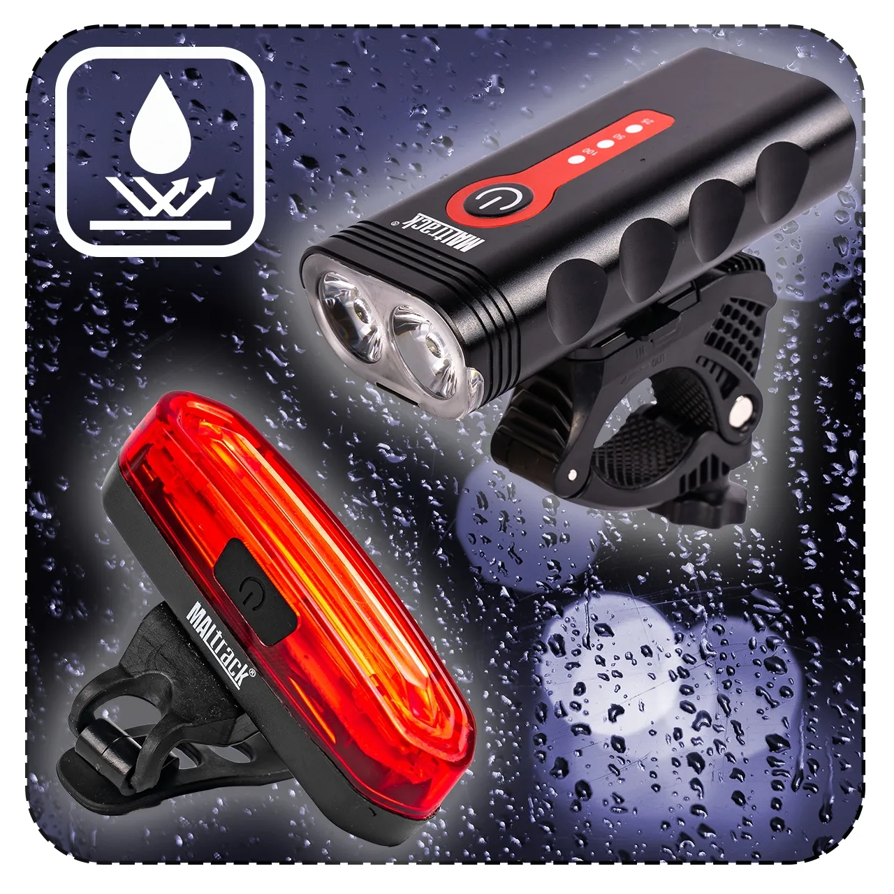 Lampka Rowerowa Przód + Tył LED 360 Wodoodporna