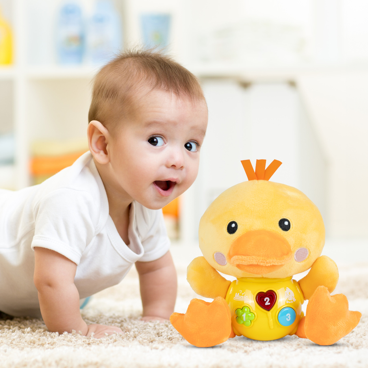 Kaczka Kaczuszka Interaktywna Świeci Śpiewa Maskotka Pluszak Dźwięk