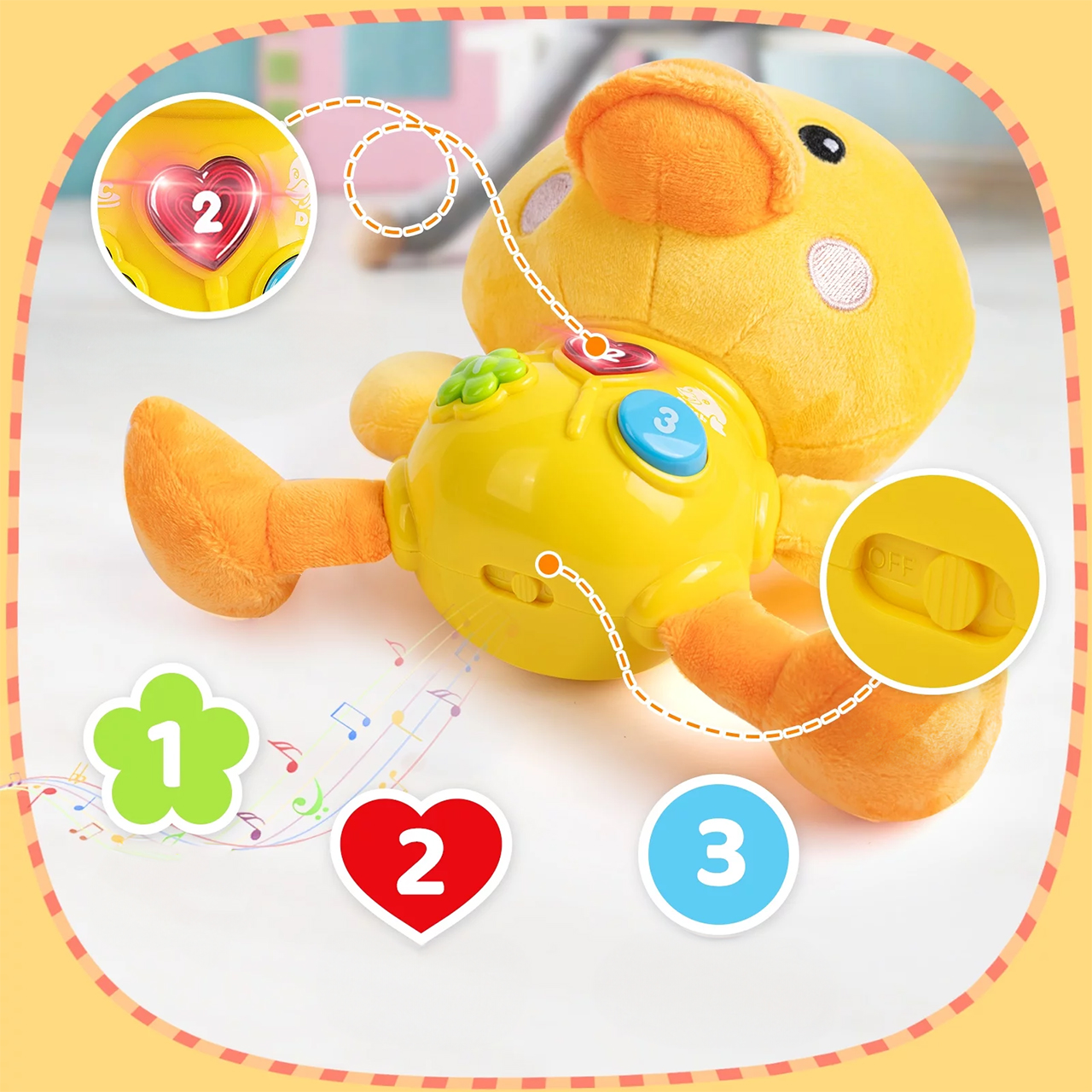 Kaczka Kaczuszka Interaktywna Świeci Śpiewa Maskotka Pluszak Dźwięk