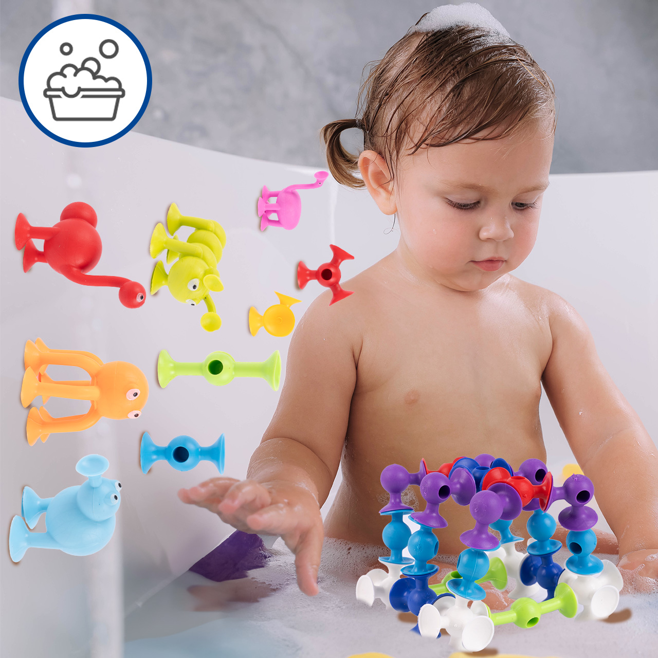 Klocki Przyssawki Konstrukcyjne Silikonowe Fat Brain 96 elementów