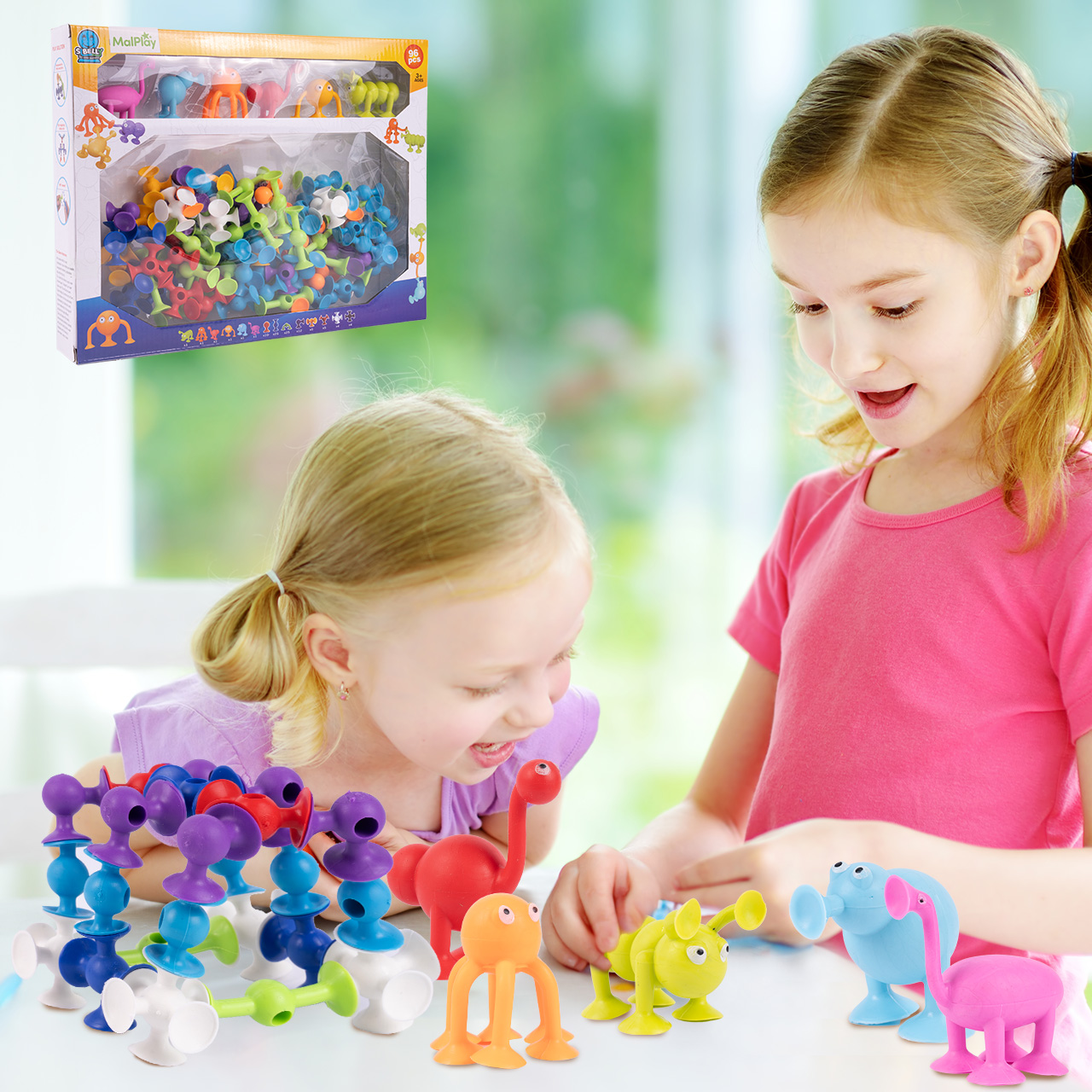 Klocki Przyssawki Konstrukcyjne Silikonowe Fat Brain 96 elementów