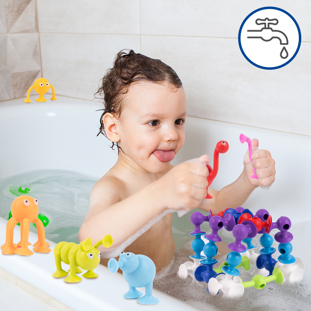 Klocki Przyssawki Konstrukcyjne Silikonowe Fat Brain 96 elementów