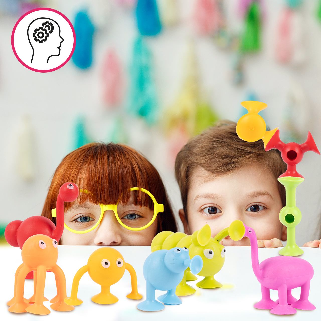 Klocki Przyssawki Konstrukcyjne Silikonowe Fat Brain 96 elementów