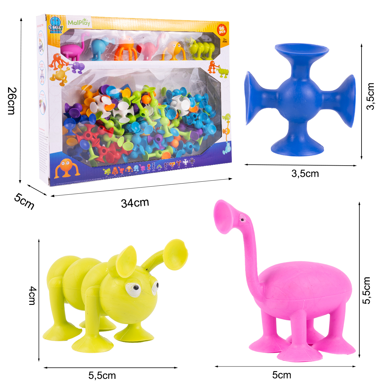 Klocki Przyssawki Konstrukcyjne Silikonowe Fat Brain 96 elementów