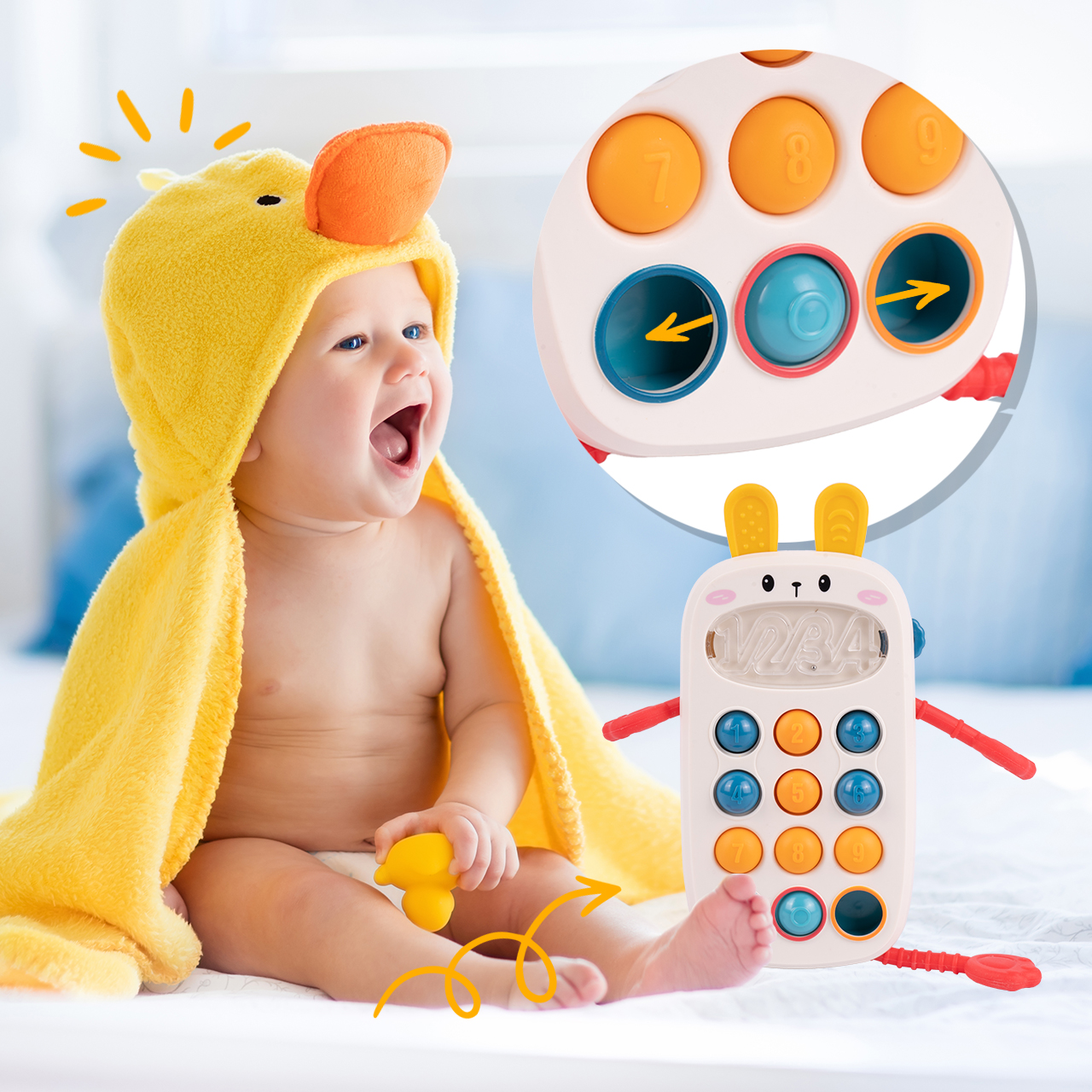 Telefon Króliczek Sensoryczny Smartfon Edukacyjny z Dźwiękiem