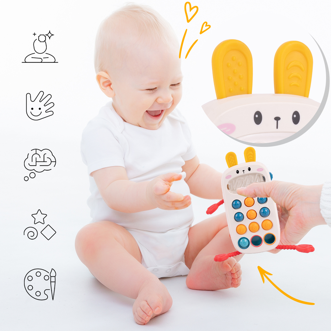 Telefon Króliczek Sensoryczny Smartfon Edukacyjny z Dźwiękiem