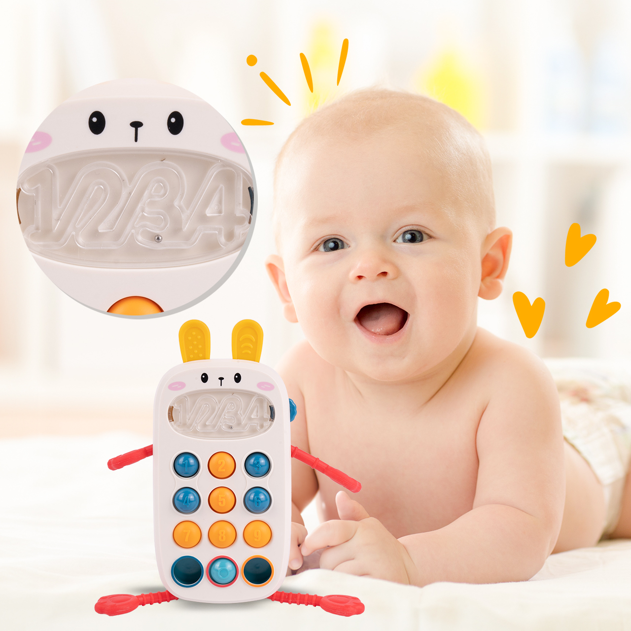 Telefon Króliczek Sensoryczny Smartfon Edukacyjny z Dźwiękiem