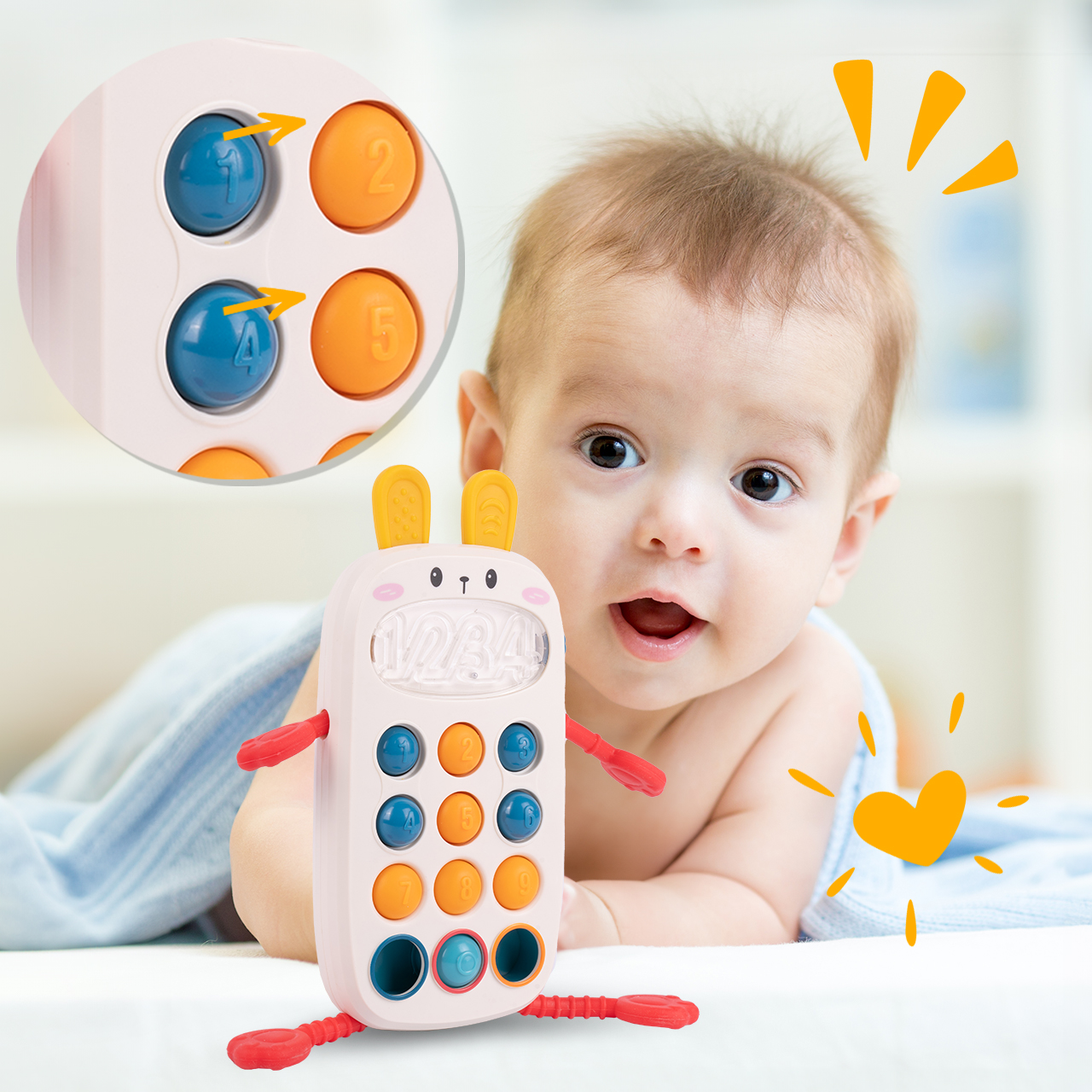 Telefon Króliczek Sensoryczny Smartfon Edukacyjny z Dźwiękiem
