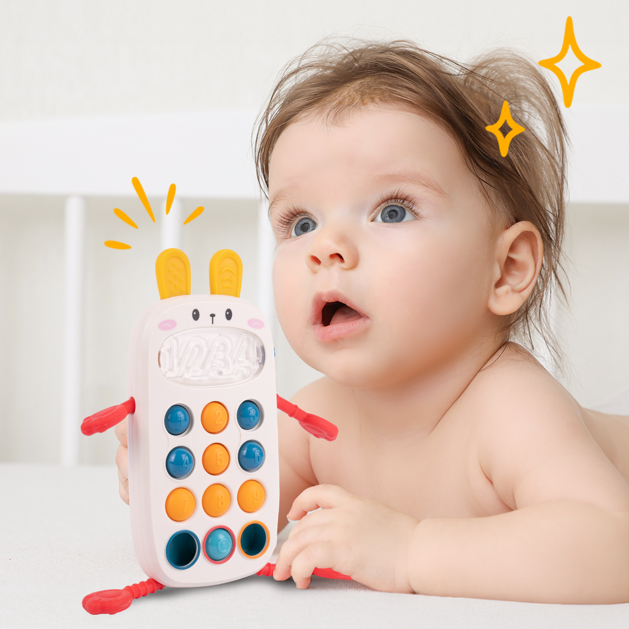 Telefon Króliczek Sensoryczny Smartfon Edukacyjny z Dźwiękiem