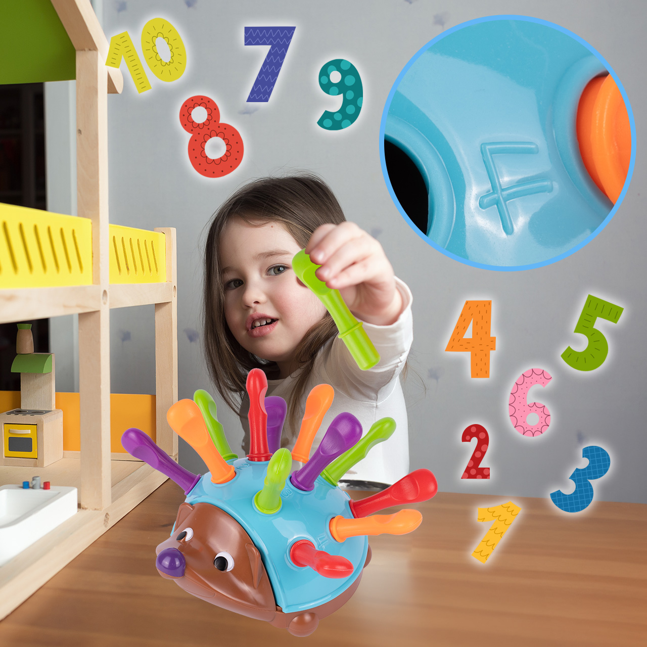 Sorter Jeżyk Układanka Edukacyjna Jeż Montessori Gra Liczby