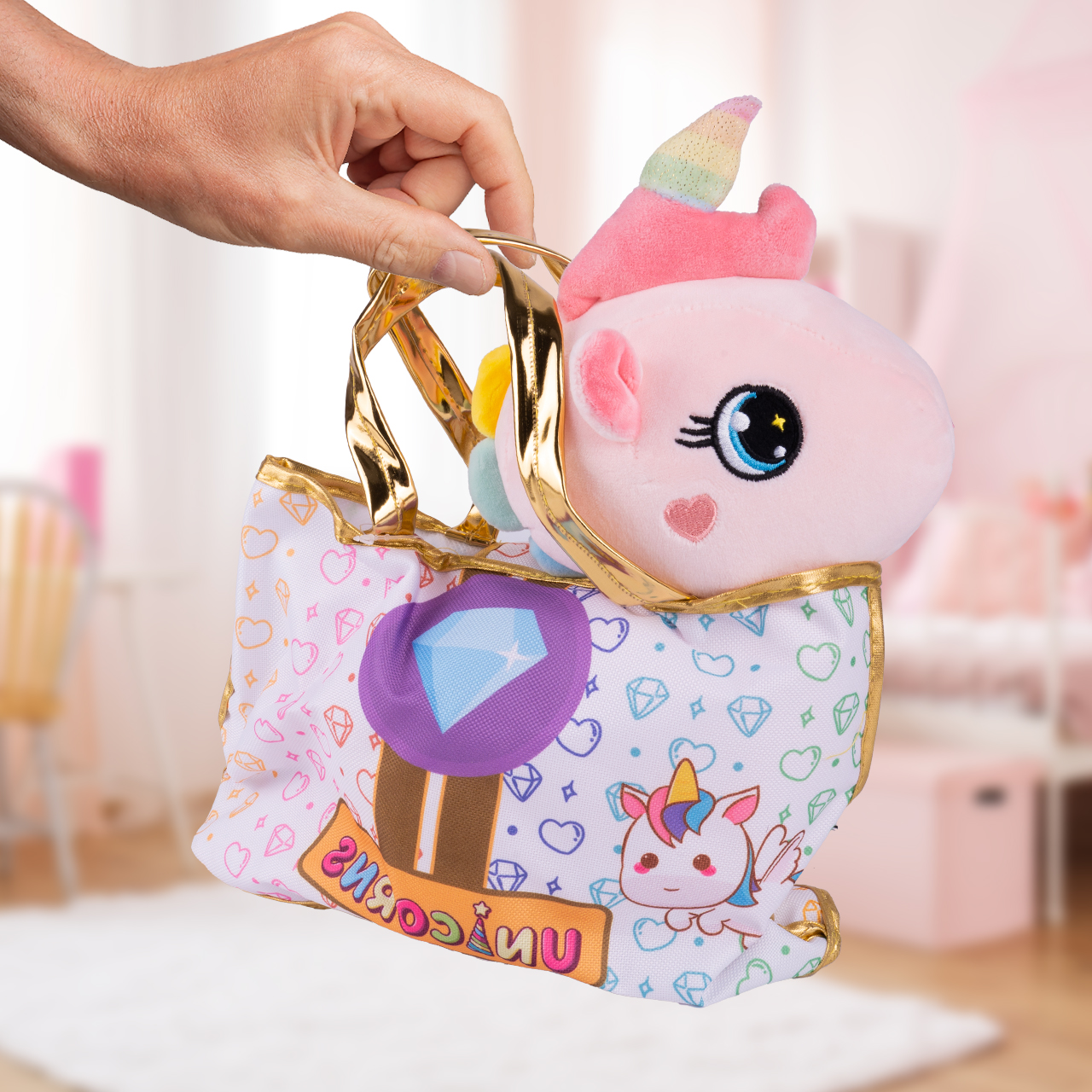 Pluszowy Jednorożec z Torebką Maskotka Przytulanka Unicorn