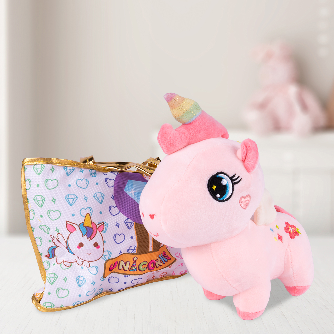 Pluszowy Jednorożec z Torebką Maskotka Przytulanka Unicorn