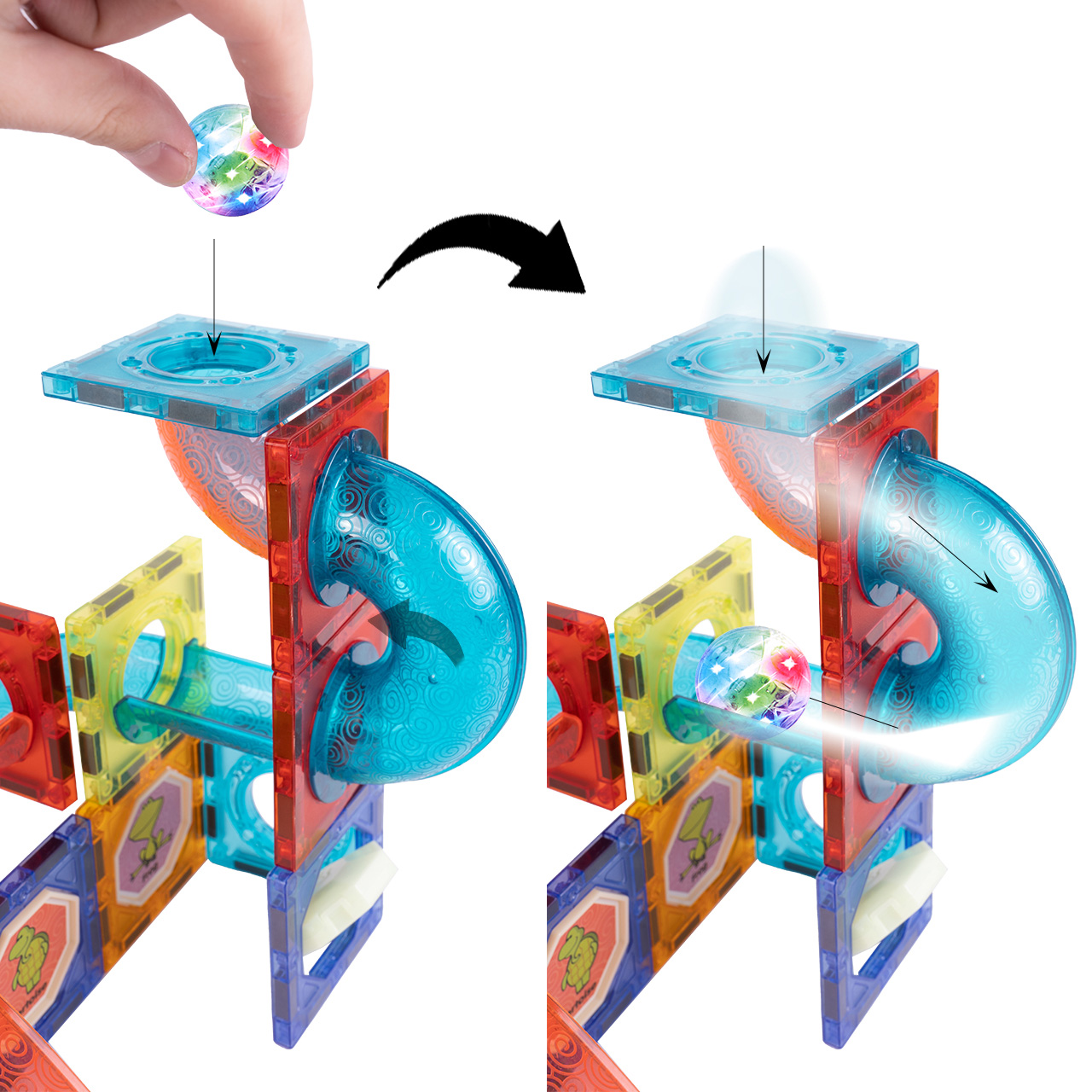 Klocki Magnetyczne 3D Świecące Konstrukcyjne Edukacyjne 125 elementów