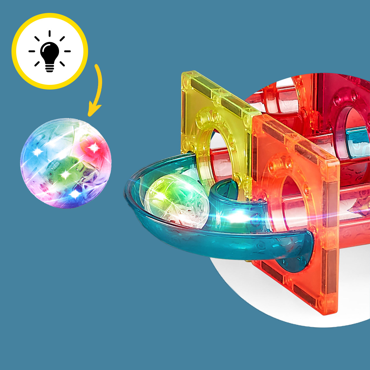 Klocki Magnetyczne 3D Świecące Konstrukcyjne Edukacyjne 83 elementy